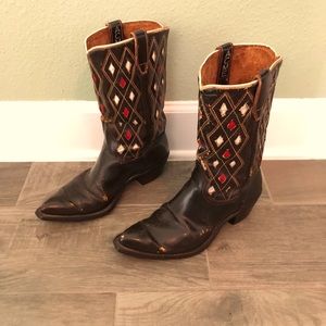 VINTAGE ACME 1960’s Diamond inlay brown boots Size men’s 9D.